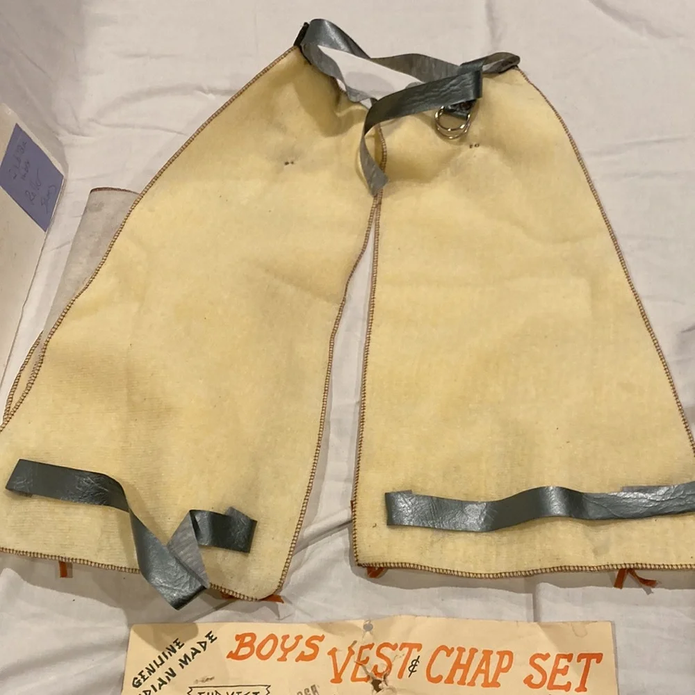 Vintage Native American Horse Rider Costume Boys 5-6x; 2 pc Fur Vest & Chaps NWT